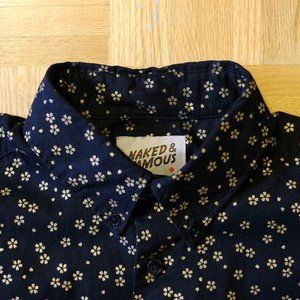 Naked and Famous short sleeve easy shirt with golden flower print
